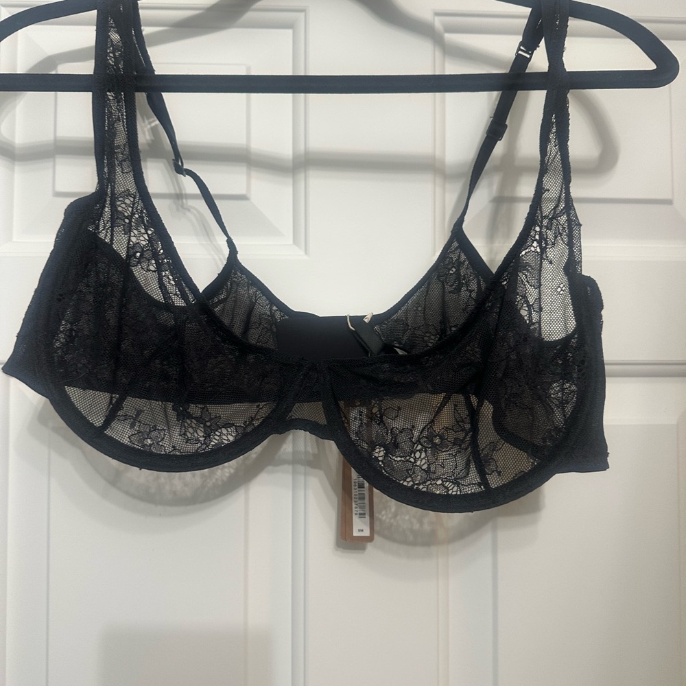 SKIMS Black Sheer Lace Bra